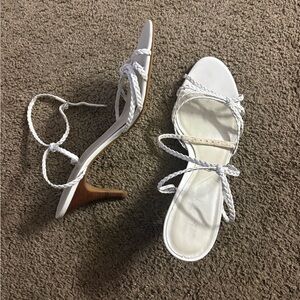 Vintage LOFT White Braided Strap Kitten Heels